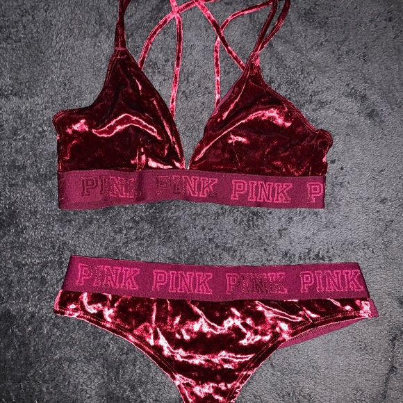 PINK Victoria's Secret Other - PINK matching red velvet bra&thong  set